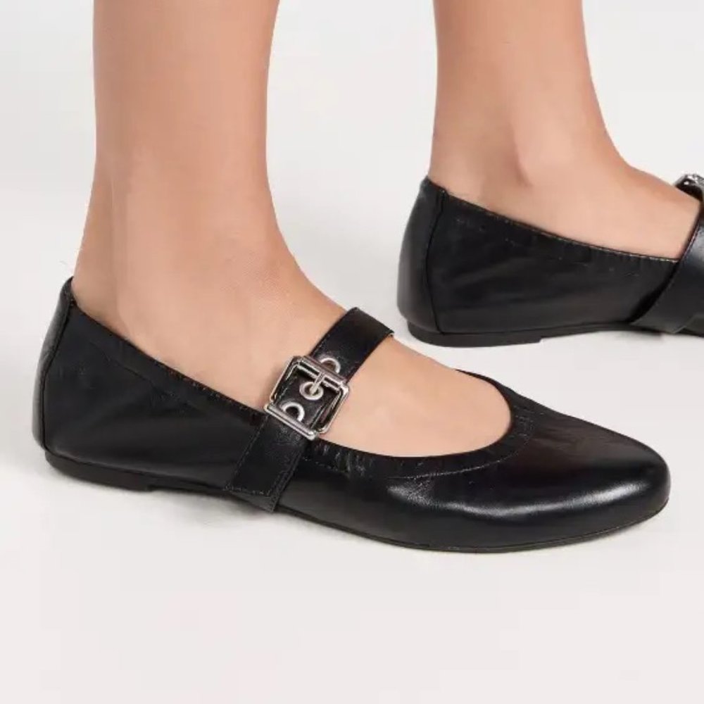 SCHUTZ Black Flats with Silver Buckle